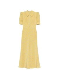 Alessandra Rich Collared Floral Maxi Dress Yellow at Farfetch
